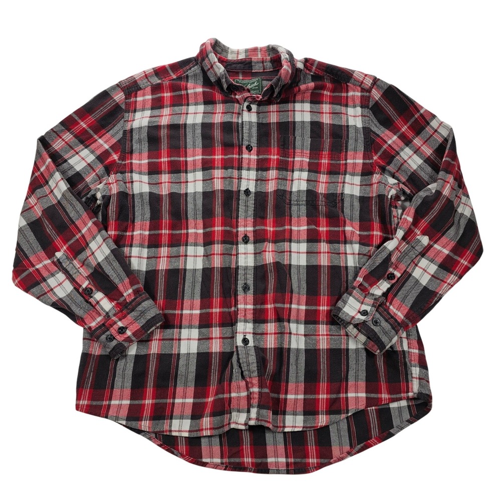 Woolrich Mens Red Black Plaid Flannel Button Down Shirt Large 4023 R ASP